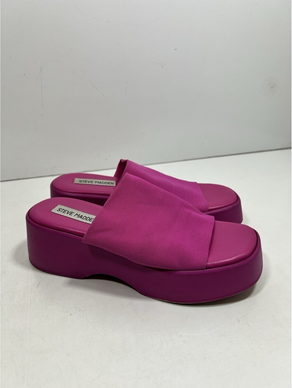 Steve Madden Women Slinky 30 Platform Slide Sandals Sz 8/38 Made In Italy Pink